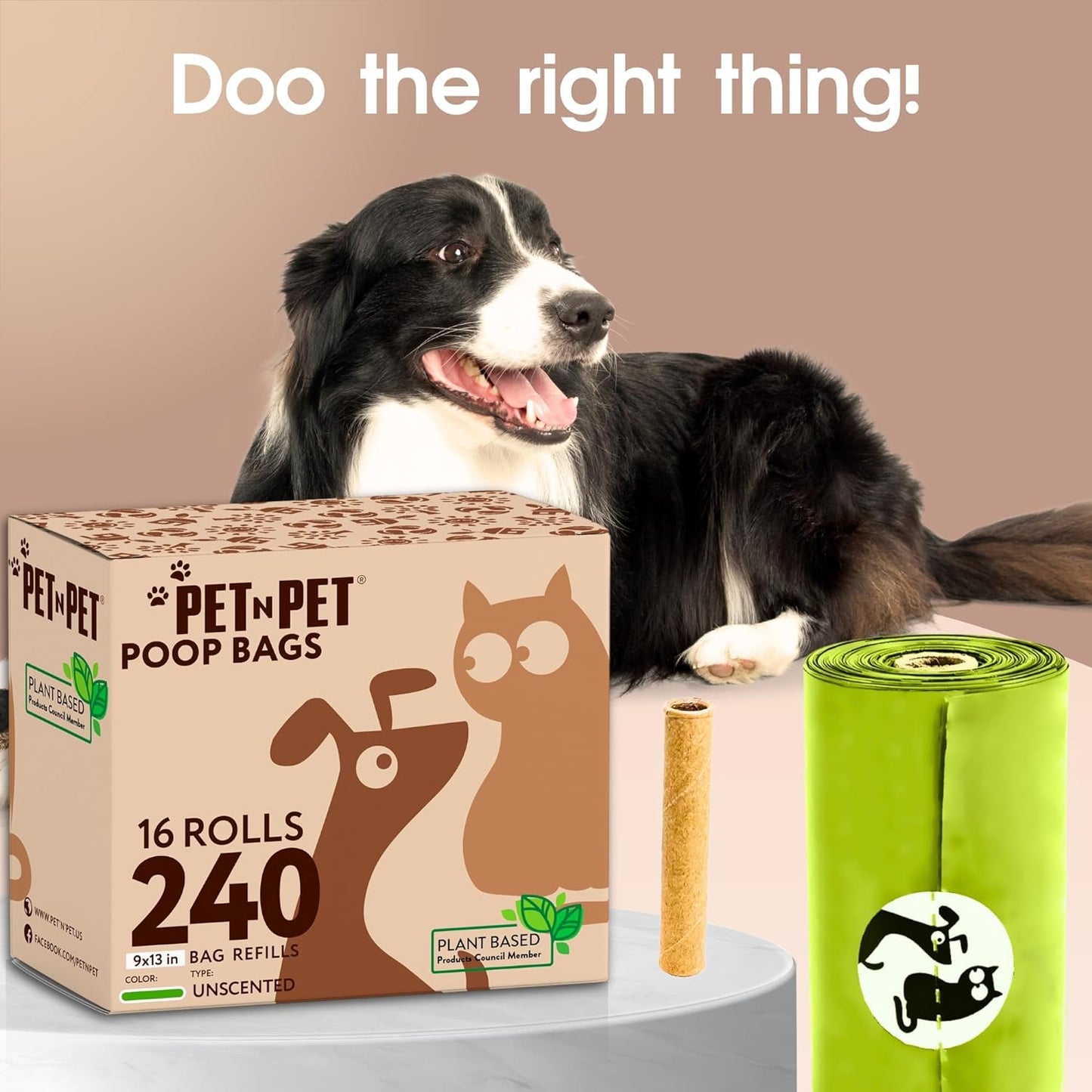 Eco-Friendly Dog Poop Bags - 240 Count, Thick & Leak-Proof Rolls for Easy Cleanup