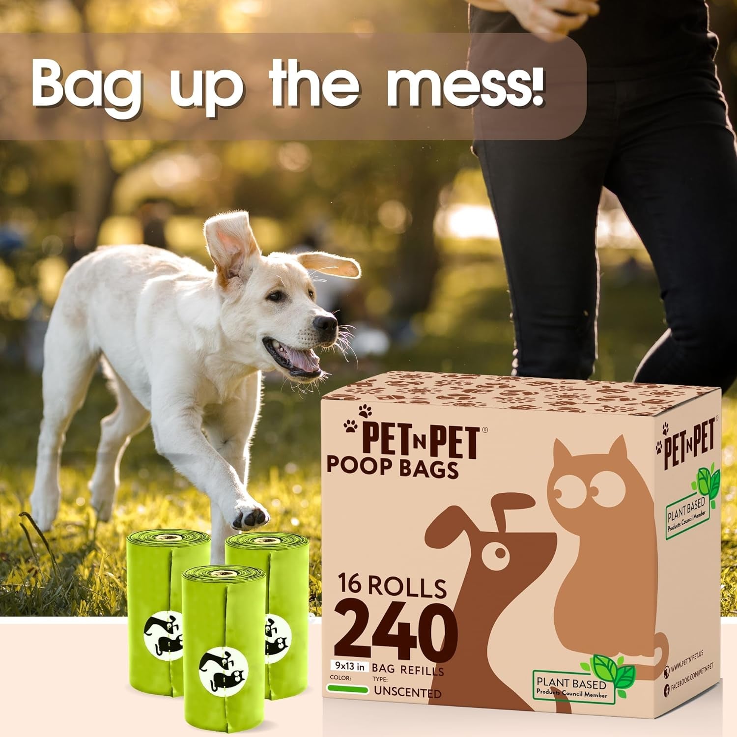 Eco-Friendly Dog Poop Bags - 240 Count, Thick & Leak-Proof Rolls for Easy Cleanup