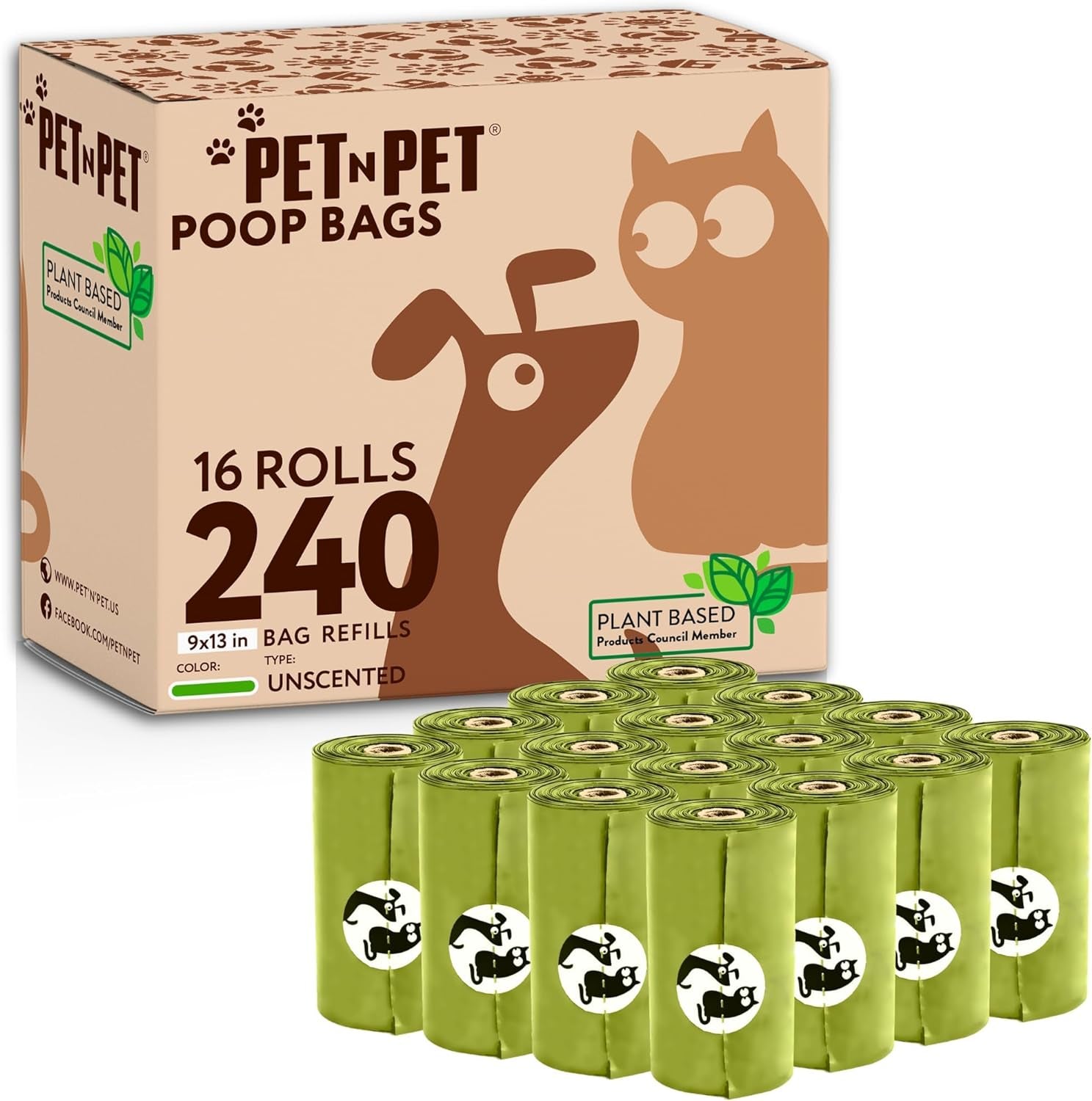 Eco-Friendly Dog Poop Bags - 240 Count, Thick & Leak-Proof Rolls for Easy Cleanup