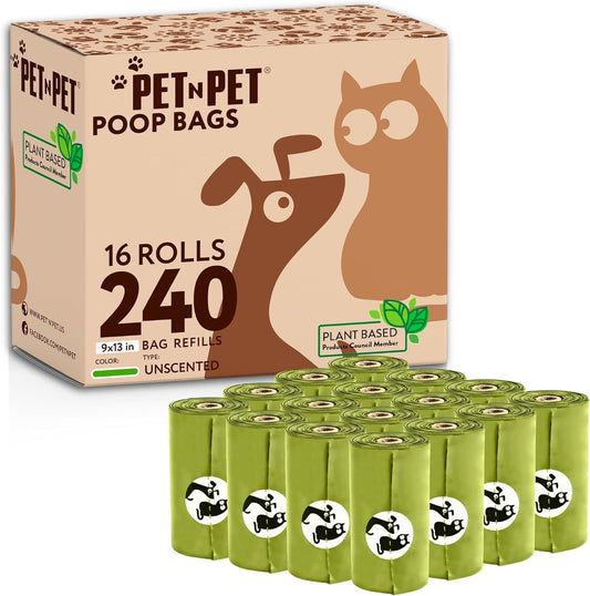 Eco-Friendly Dog Poop Bags - 240 Count, Thick & Leak-Proof Rolls for Easy Cleanup